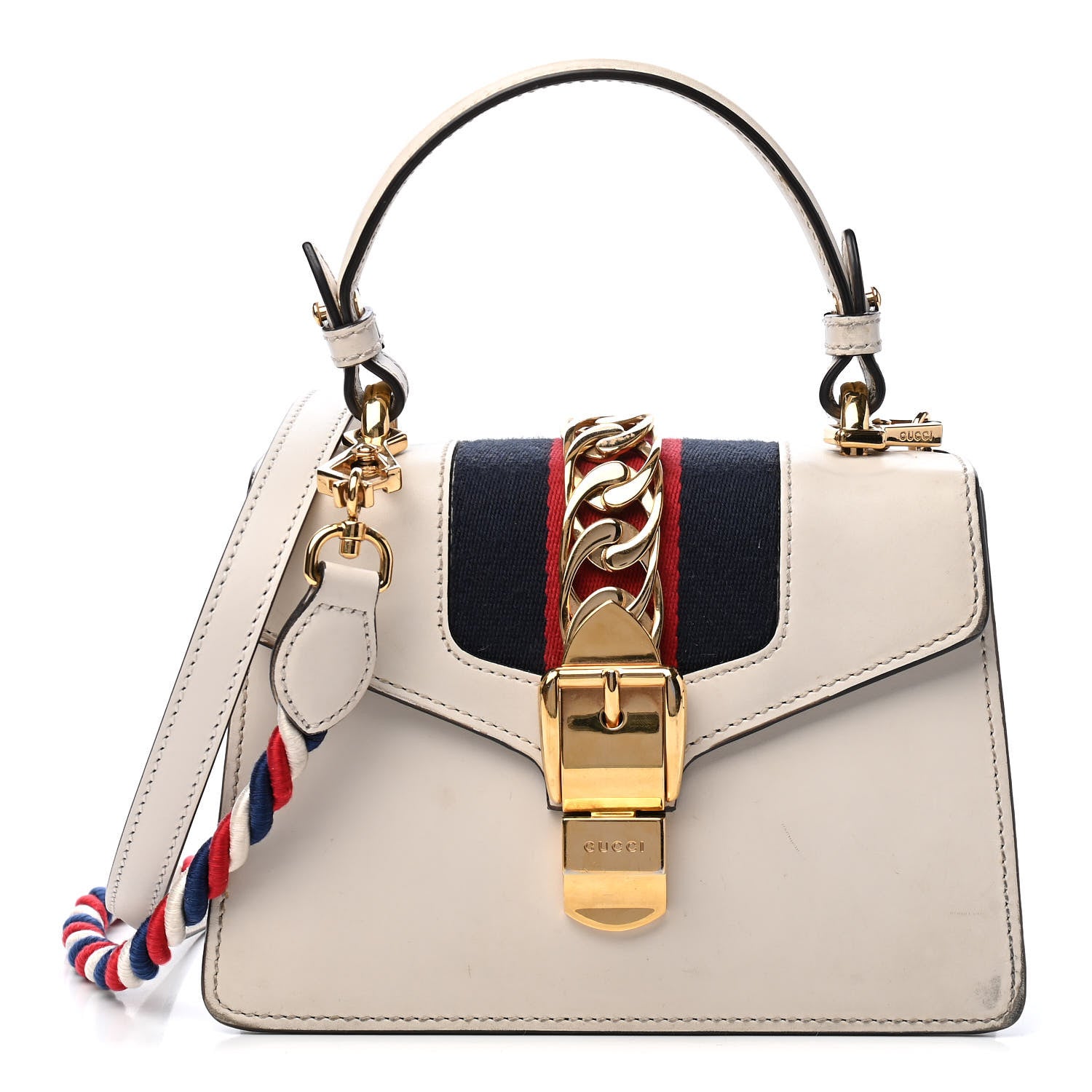 Gucci Calfskin Mini Sylvie Top Handle Bag White 1 of 11