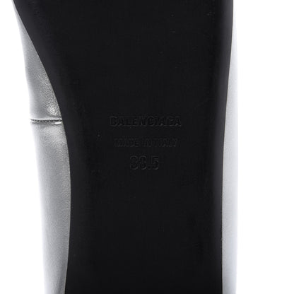 Balenciaga Metallic Calfskin BB Knife Pointy Toe Ballerina Flats 38.5 Silver Hardware 8 of 10