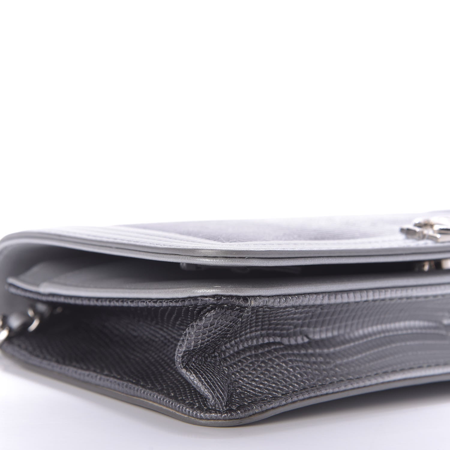 Chanel Lizard Calfskin Boy Wallet on Chain WOC Black Silver 6 of 12