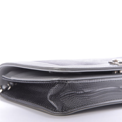 Chanel Lizard Calfskin Boy Wallet on Chain WOC Black Silver 6 of 12