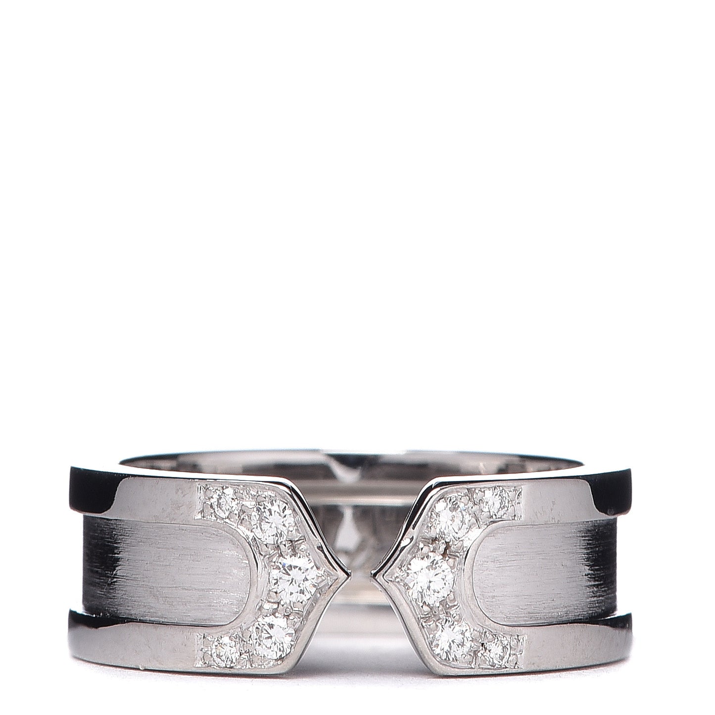 18K White Gold Diamond 6.5mm Logo De Ring 48 4.5