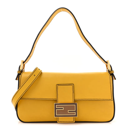 Fendi Vitello Flamingo Enamel Interchangeable Strap Baguette Chantilly Marrone Tobacco 1 of 12