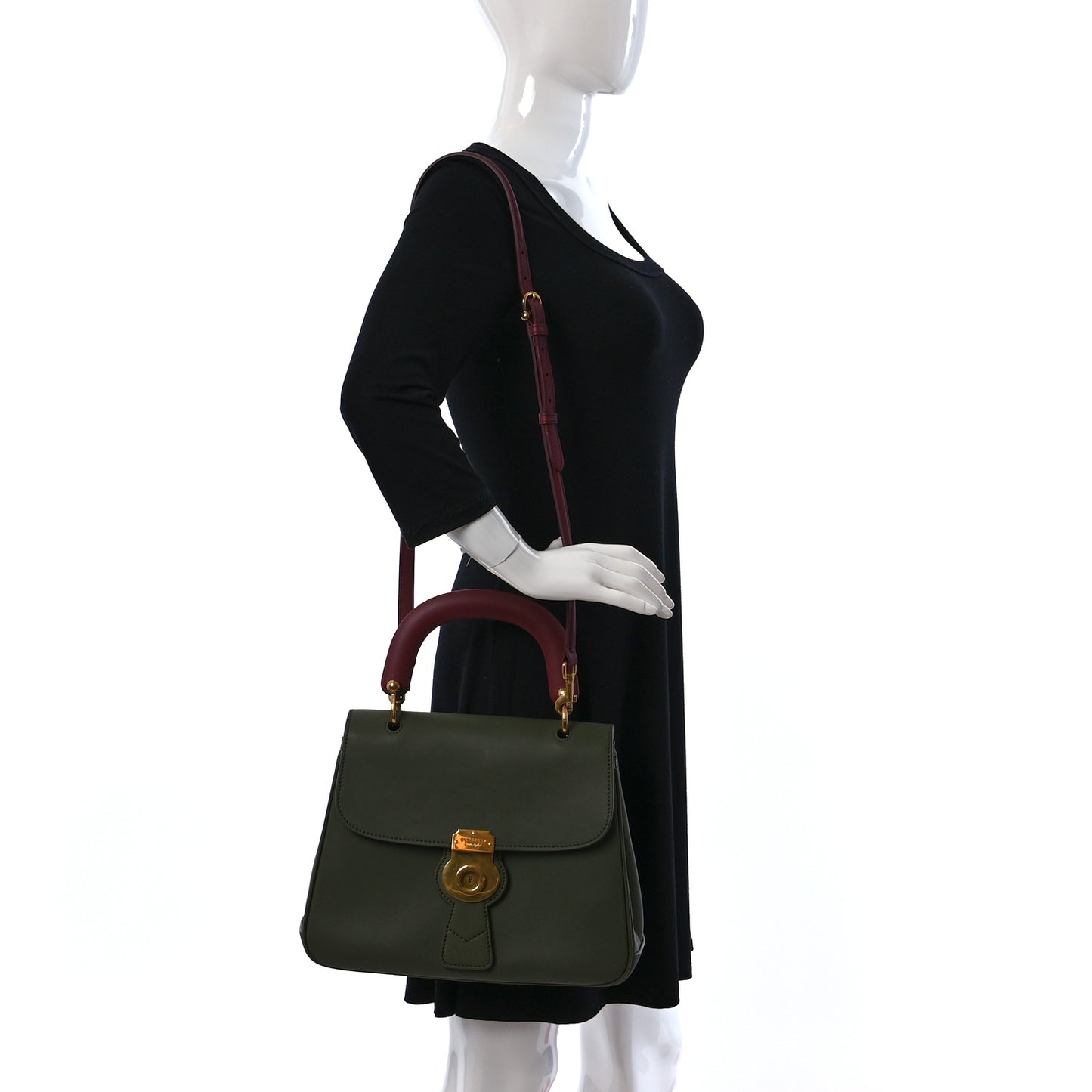 Trench Calfskin Medium DK88 Top Handle Bag Moss Green