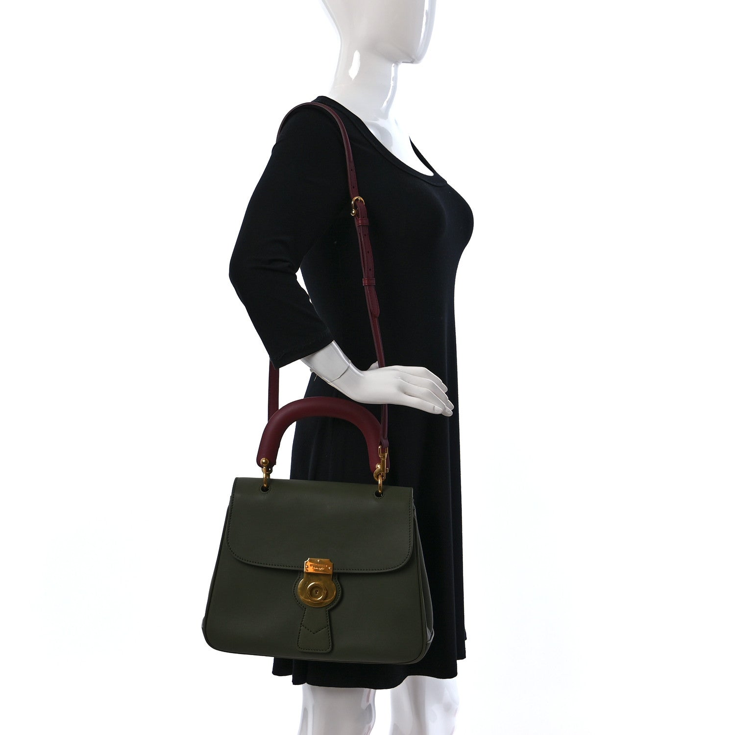 Burberry Trench Calfskin Medium DK88 Top Handle Bag Moss Green 2 of 7