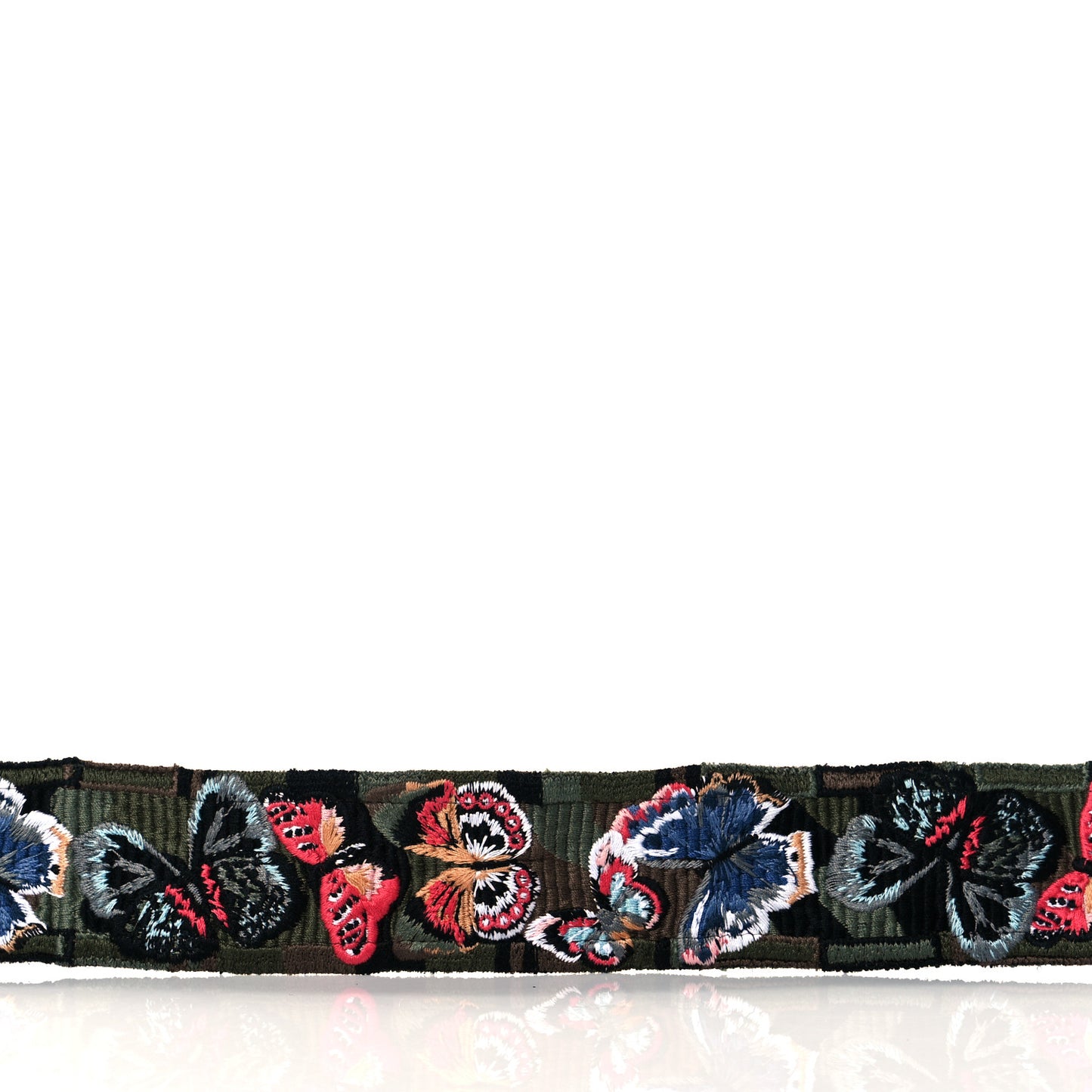 Canvas Camo Butterfly Embroidered Guitar Strap Multicolor