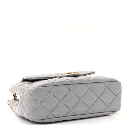Chanel Shiny Crumpled Calfskin Quilted Small Wavy CC Hobo Grey 4 of 10