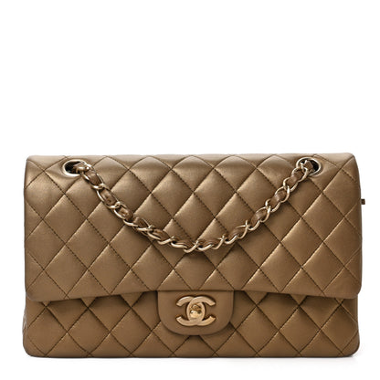 Chanel Metallic Lambskin Quilted Medium Double Flap Khaki 1 of 8