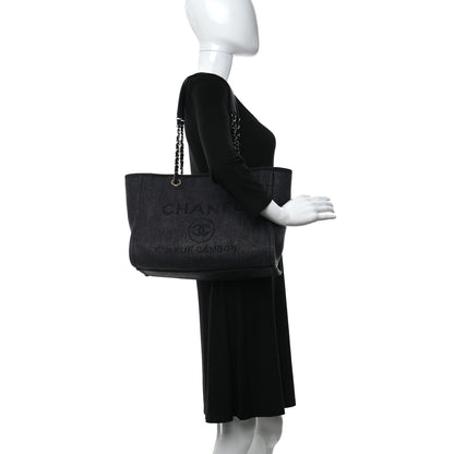 Chanel Mixed Fibers Calfskin Small Deauville Tote Black 2 of 10