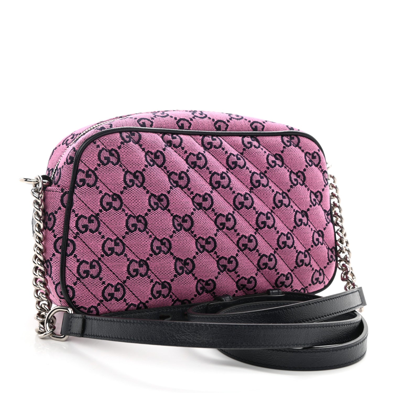 Gucci Monogram Multicolor Matelasse Diagonal Small GG Marmont Chain Shoulder Bag Pink Blue 3 of 8