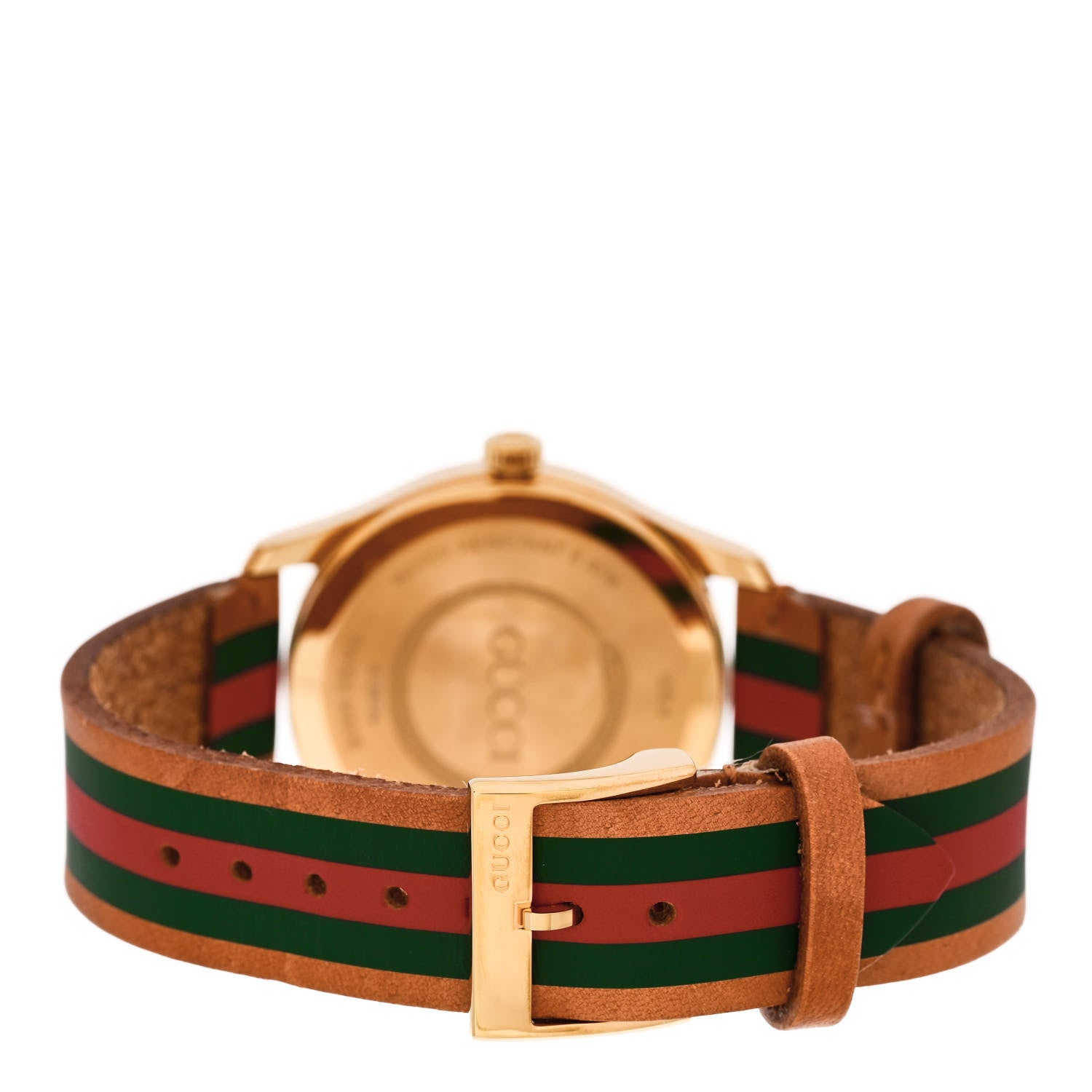 Gucci Stainless Steel Calfskin 38mm G-Timeless Stripe Web Quartz Watch Brown 3 of 5