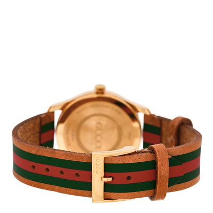 Gucci Stainless Steel Calfskin 38mm G-Timeless Stripe Web Quartz Watch Brown 3 of 5