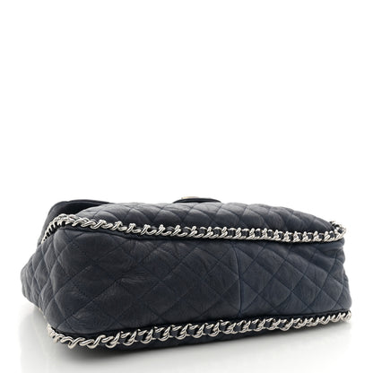 Chanel Washed Lambskin Quilted Maxi Chain Around Flap Navy Blue 4 of 11