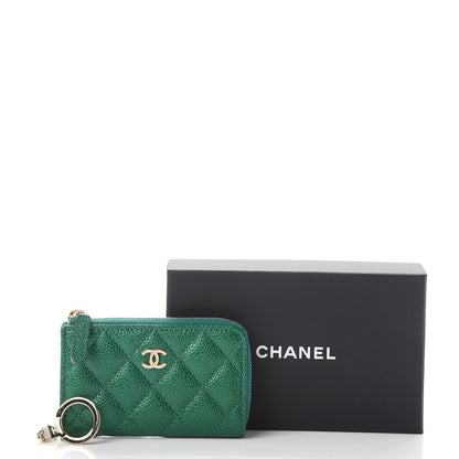 Chanel Metallic Caviar Quilted Key Holder Case Green 8 of 8