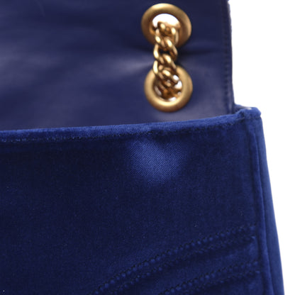 Gucci Velvet Matelasse Medium GG Marmont Shoulder Bag Cobalt Blue 12 of 14