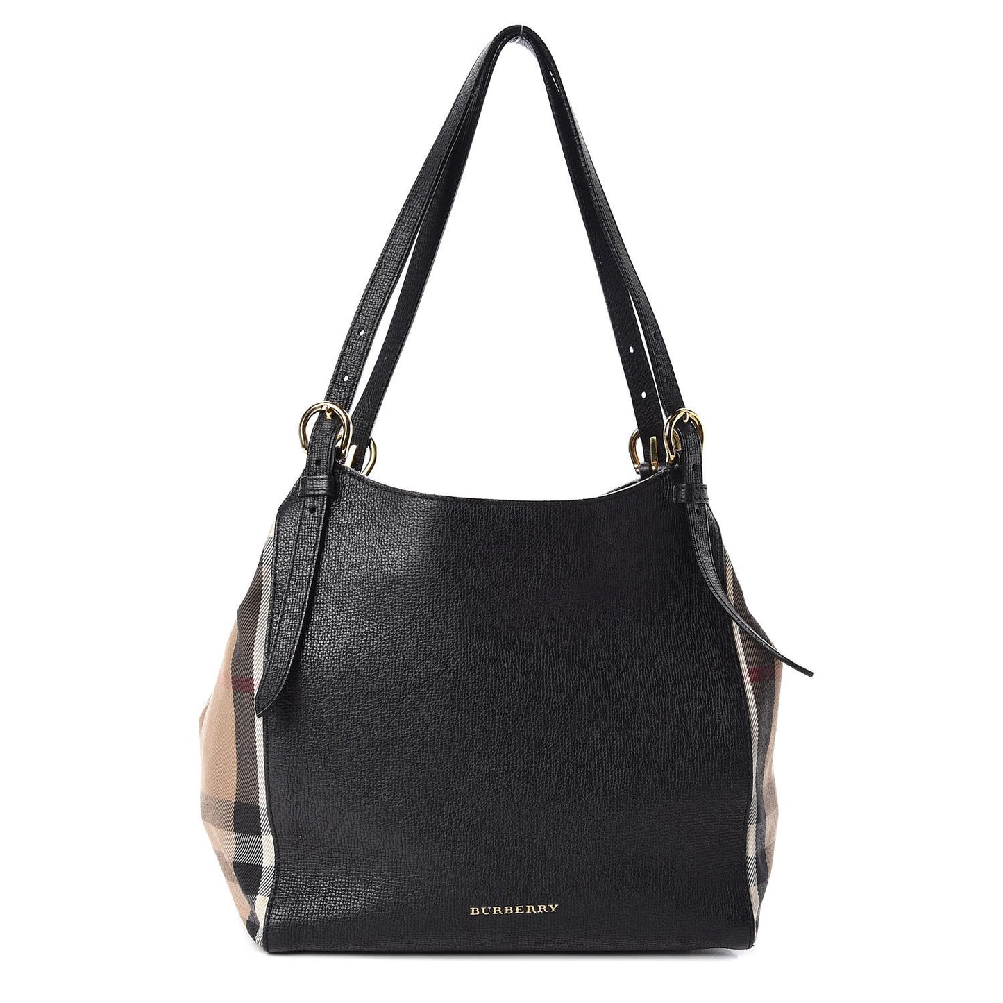Grainy Calfskin House Check Small Canterbury Black