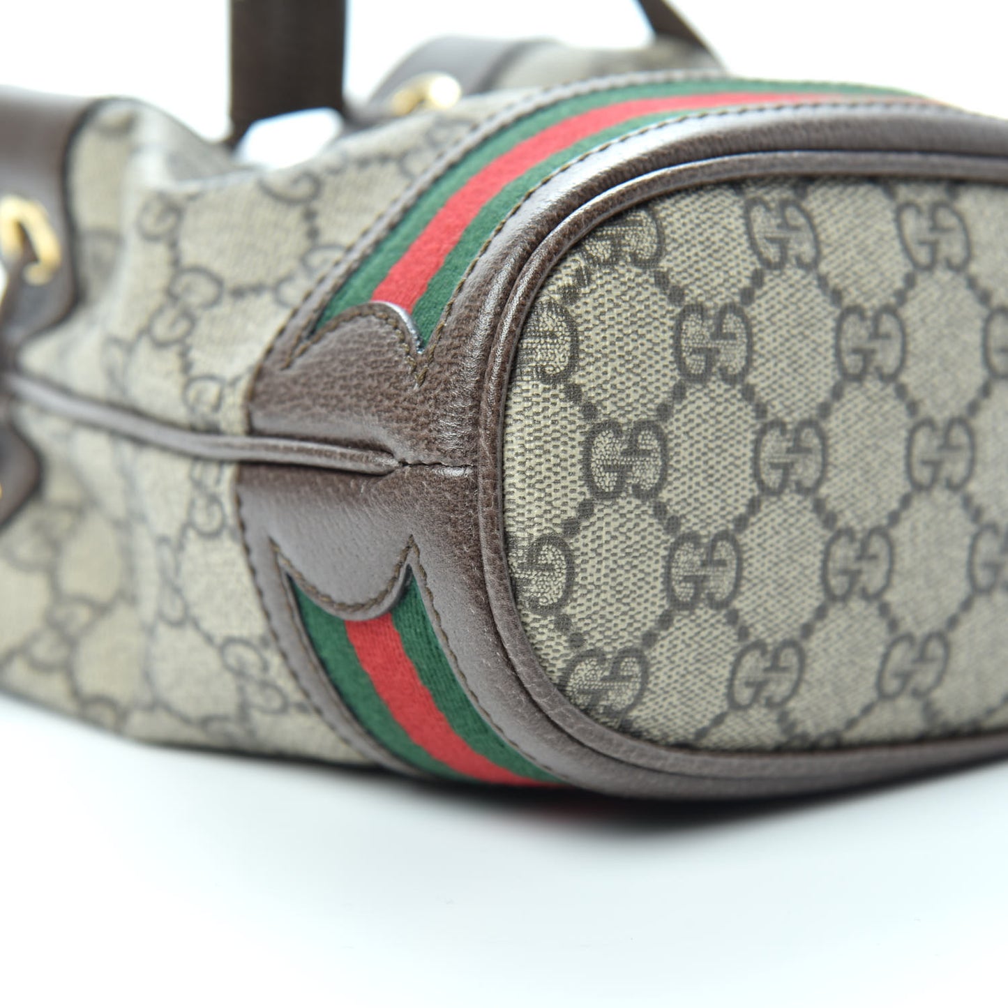 GG Supreme Monogram Web Mini Ophidia Bucket Bag Brown