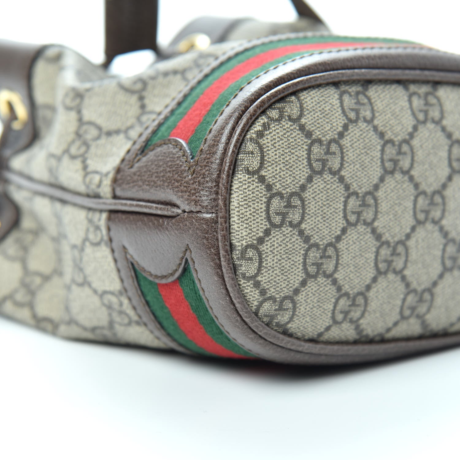 Gucci GG Supreme Monogram Web Mini Ophidia Bucket Bag Brown 6 of 9