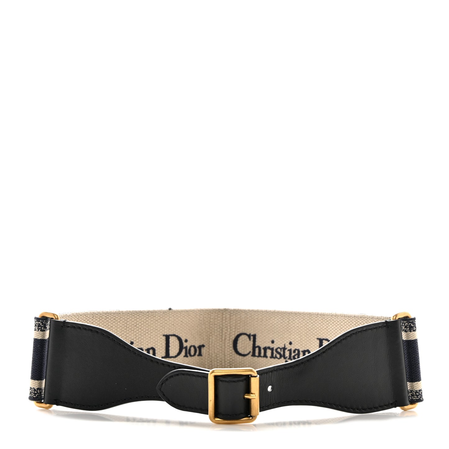 Canvas Embroidered Large Belt 75 30 Bleu