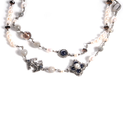Chanel Beaded CC Pearl Long Necklace Ruthenium 3 of 7