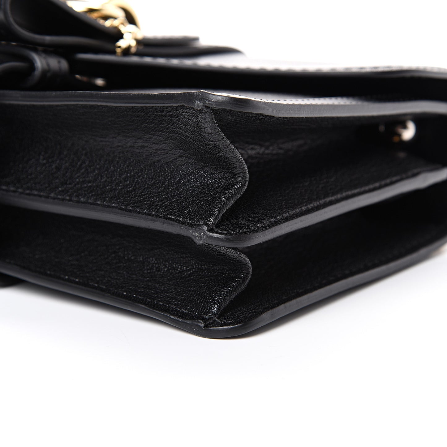 Shiny Goatskin Calfskin Aby Chain Shoulder Bag Black