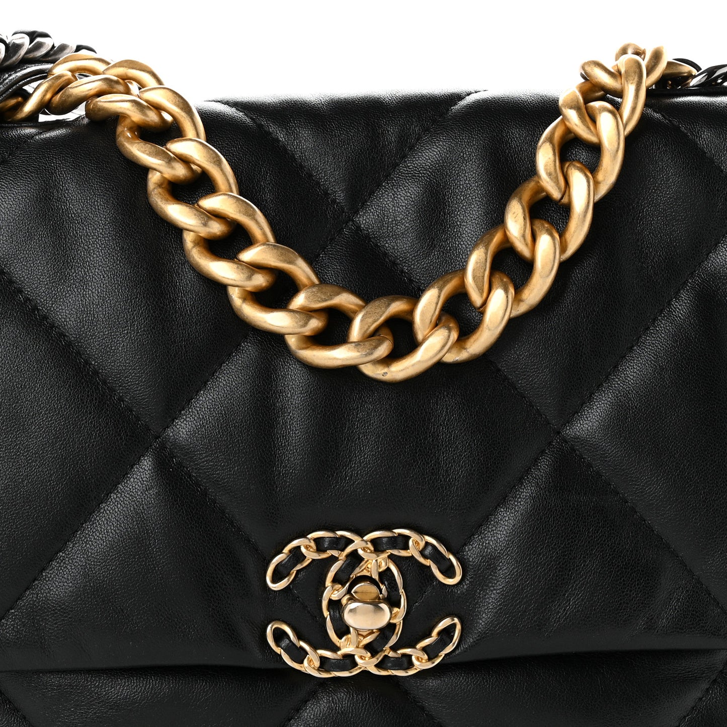 Lambskin Quilted Large Chanel 19 Flap Black