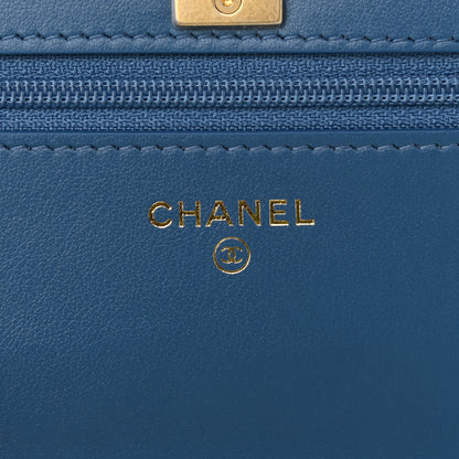 Chanel Denim Quilted CC Pearl Crush Wallet On Chain WOC Blue 6 of 12