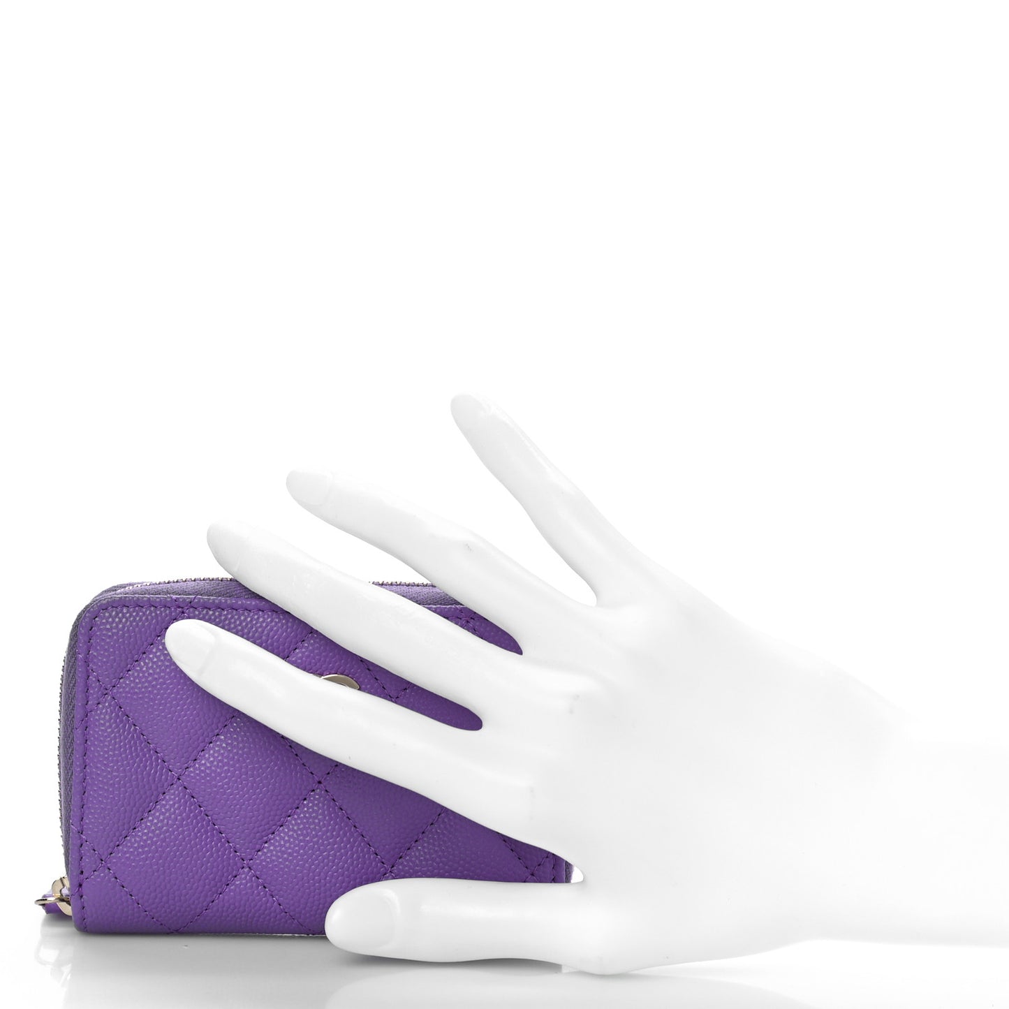Caviar Quilted Zip Around Coin Purse Wallet Purple