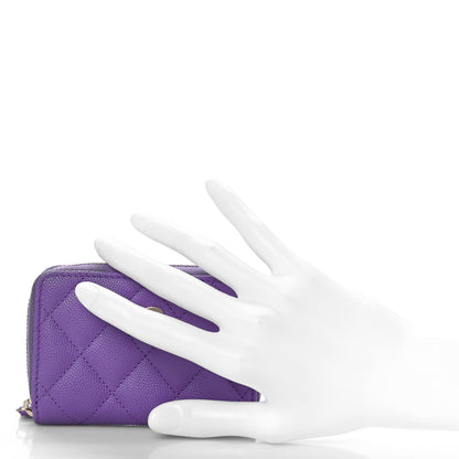 Chanel Caviar Quilted Zip Around Coin Purse Wallet Purple 2 of 11