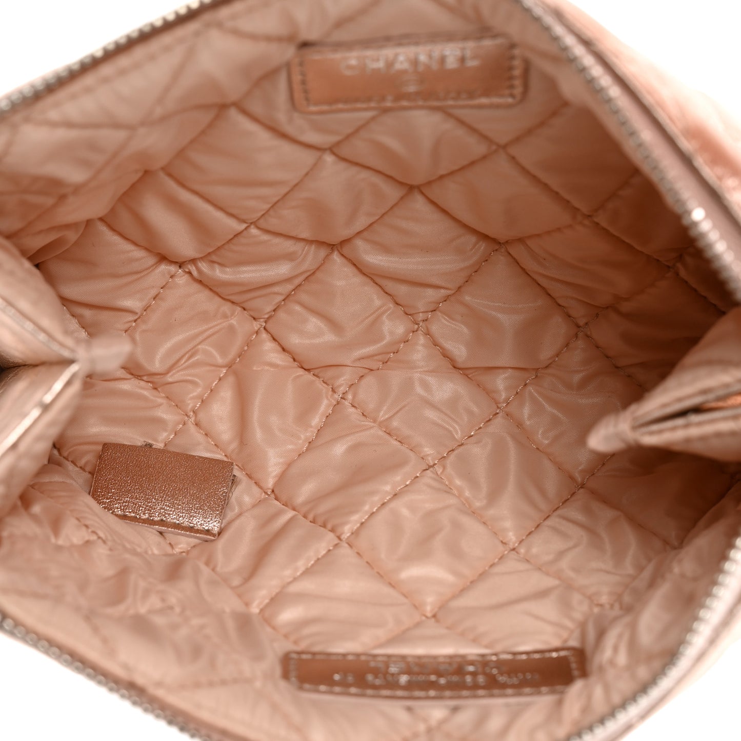 Metallic Lambskin Quilted Cosmetic Pouch Light Pink