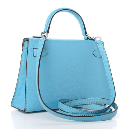 Hermes Chevre Mysore Mini Kelly Sellier 20 Celeste 3 of 10