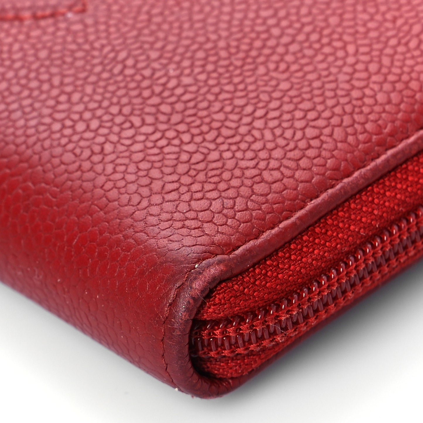 Caviar Large Timeless CC Zip Around Wallet Red