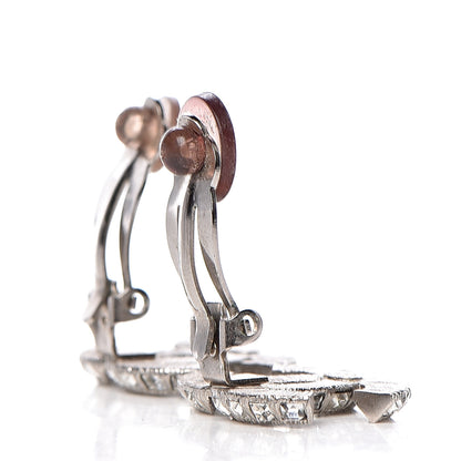 Chanel Baguette Crystal CC Clip On Earrings Silver 3 of 5