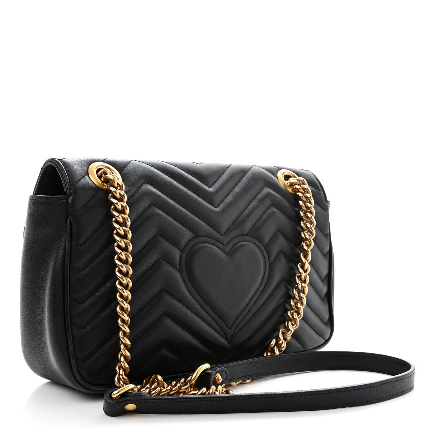 Calfskin Matelasse Small GG Marmont Shoulder Bag Black