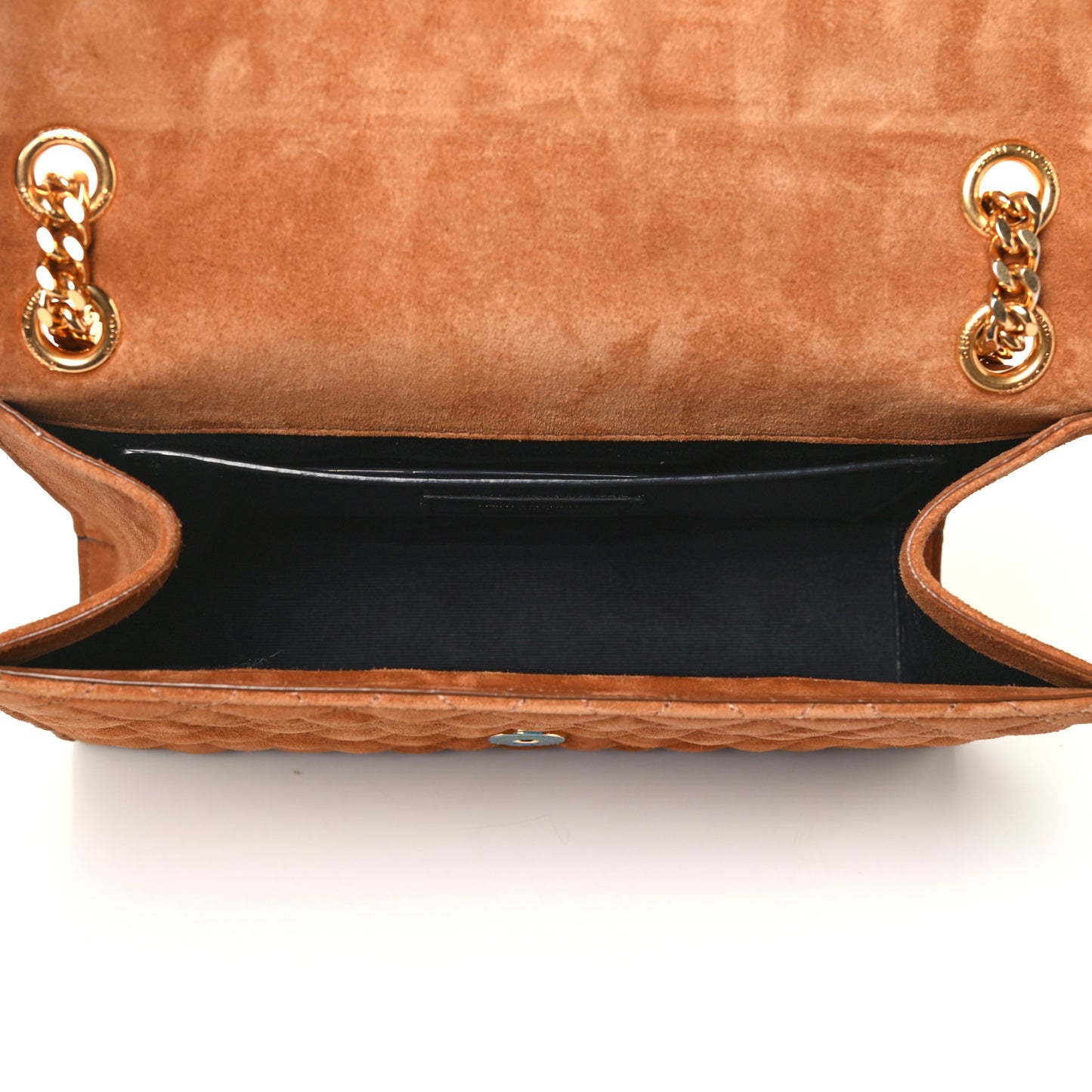 Suede Mixed Matelasse Triquilt Medium Monogram Envelope Satchel Tan