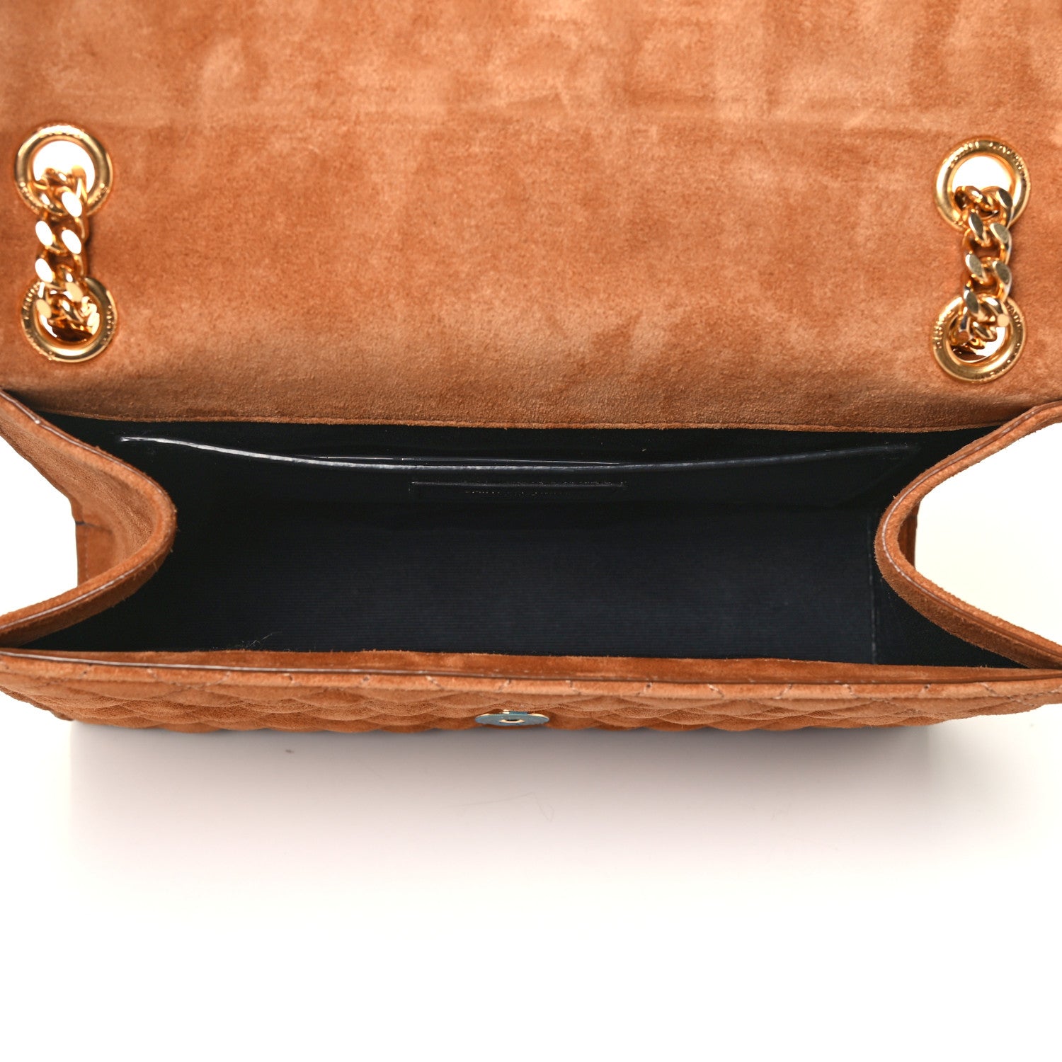 Saint Laurent Suede Mixed Matelasse Triquilt Medium Monogram Envelope Satchel Tan 4 of 4