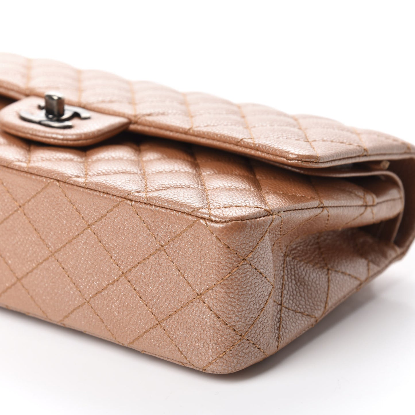 Pearly Caviar Quilted Medium Double Flap Pink