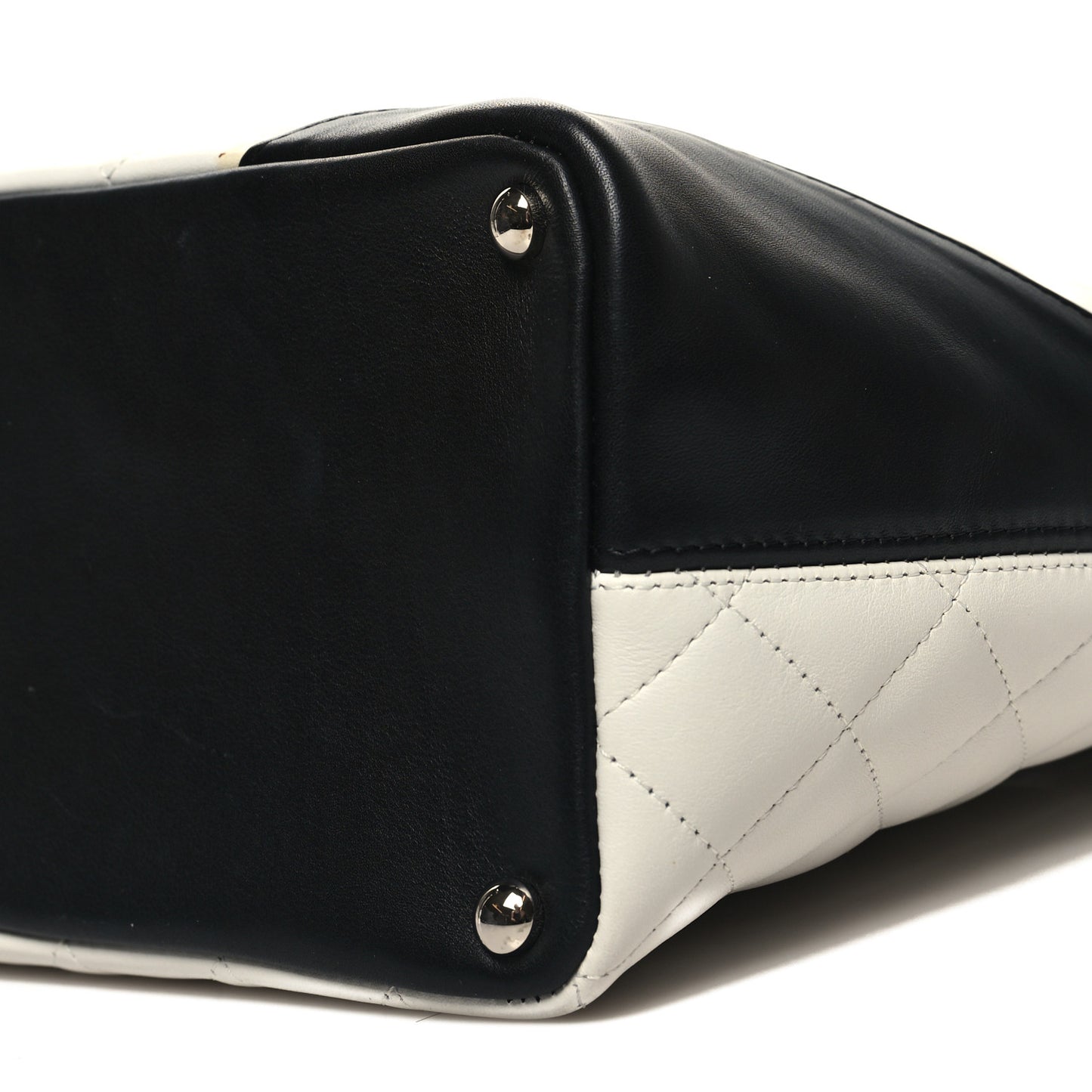 Calfskin Quilted Medium Cambon Tote White Black