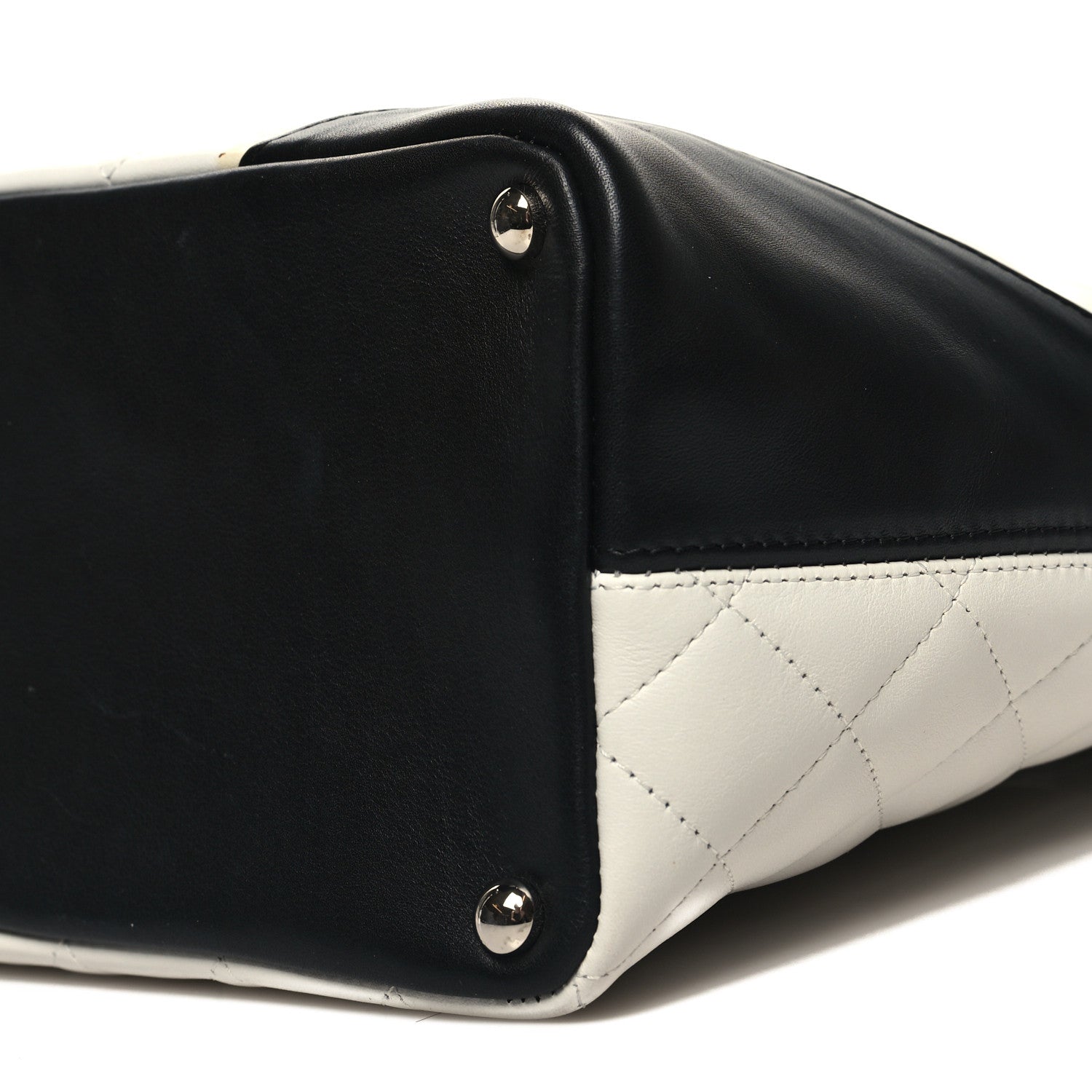 Chanel Calfskin Quilted Medium Cambon Tote White Black 10 of 10