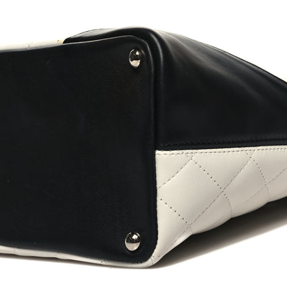 Chanel Calfskin Quilted Medium Cambon Tote White Black 10 of 10