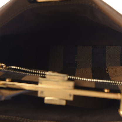 Fendi Vitello Seta Fabric Jacquard Pequin Medium Peekaboo Iconic Satchel Foresta Tobacco 5 of 12