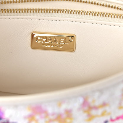 Chanel Sequin Logo CC Small Single Flap White Multicolor 6 of 10