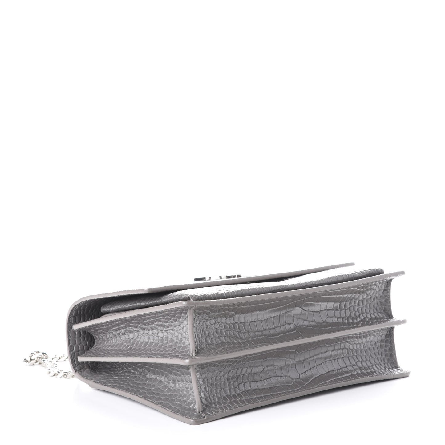 Calfskin Crocodile Embossed Large Monogram Sunset Fog