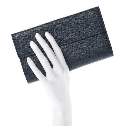 Chanel Caviar Timeless CC Large Flap Wallet Navy Blue 2 of 11