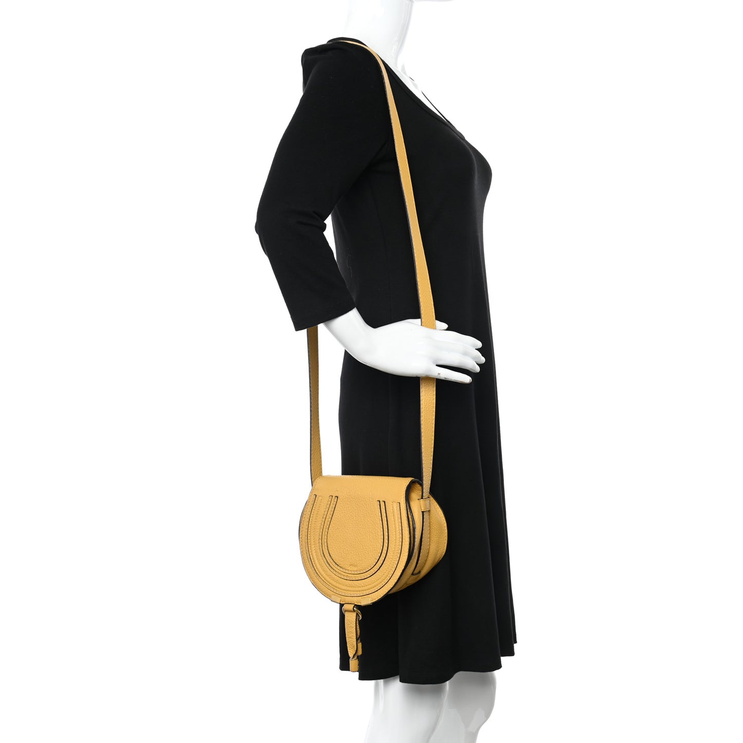 Calfskin Mini Marcie Round Crossbody Bag Honey Gold