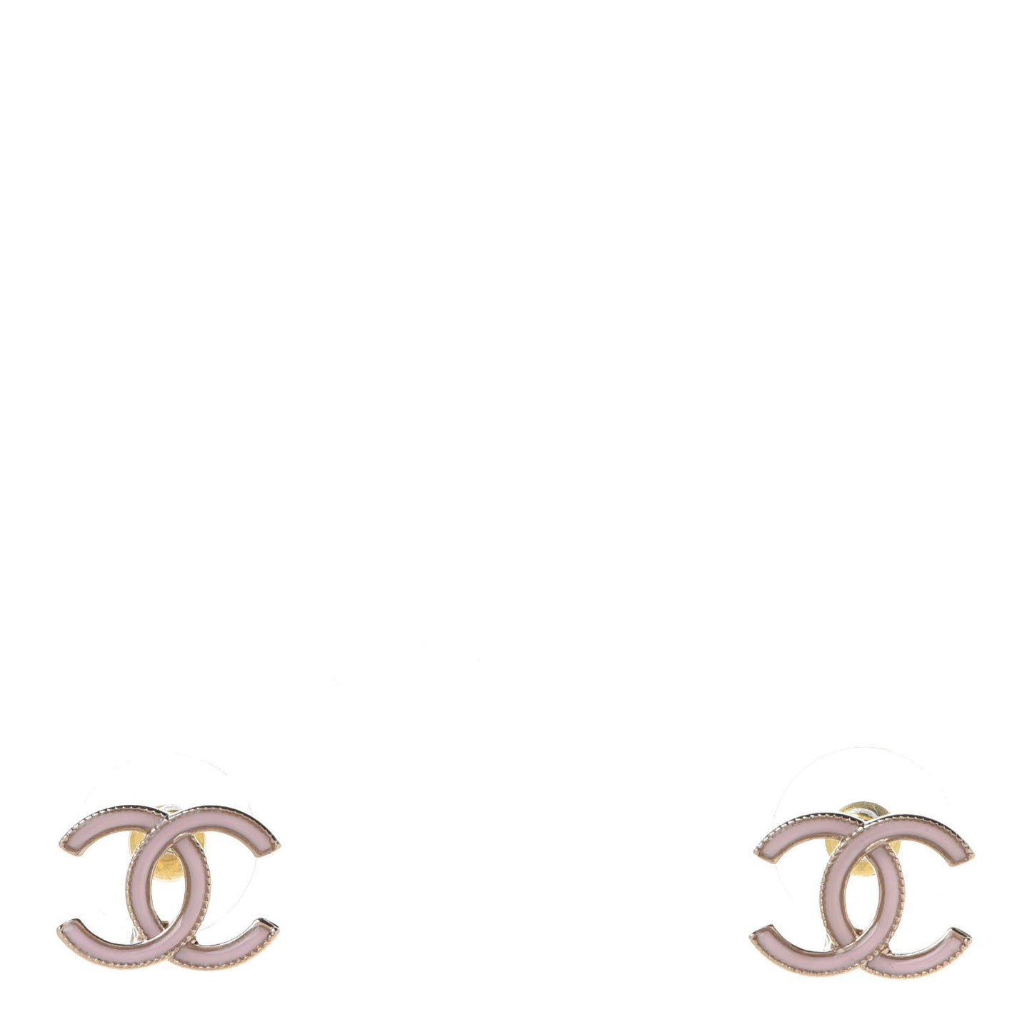 Enamel CC Earrings Pearly Pink Gold