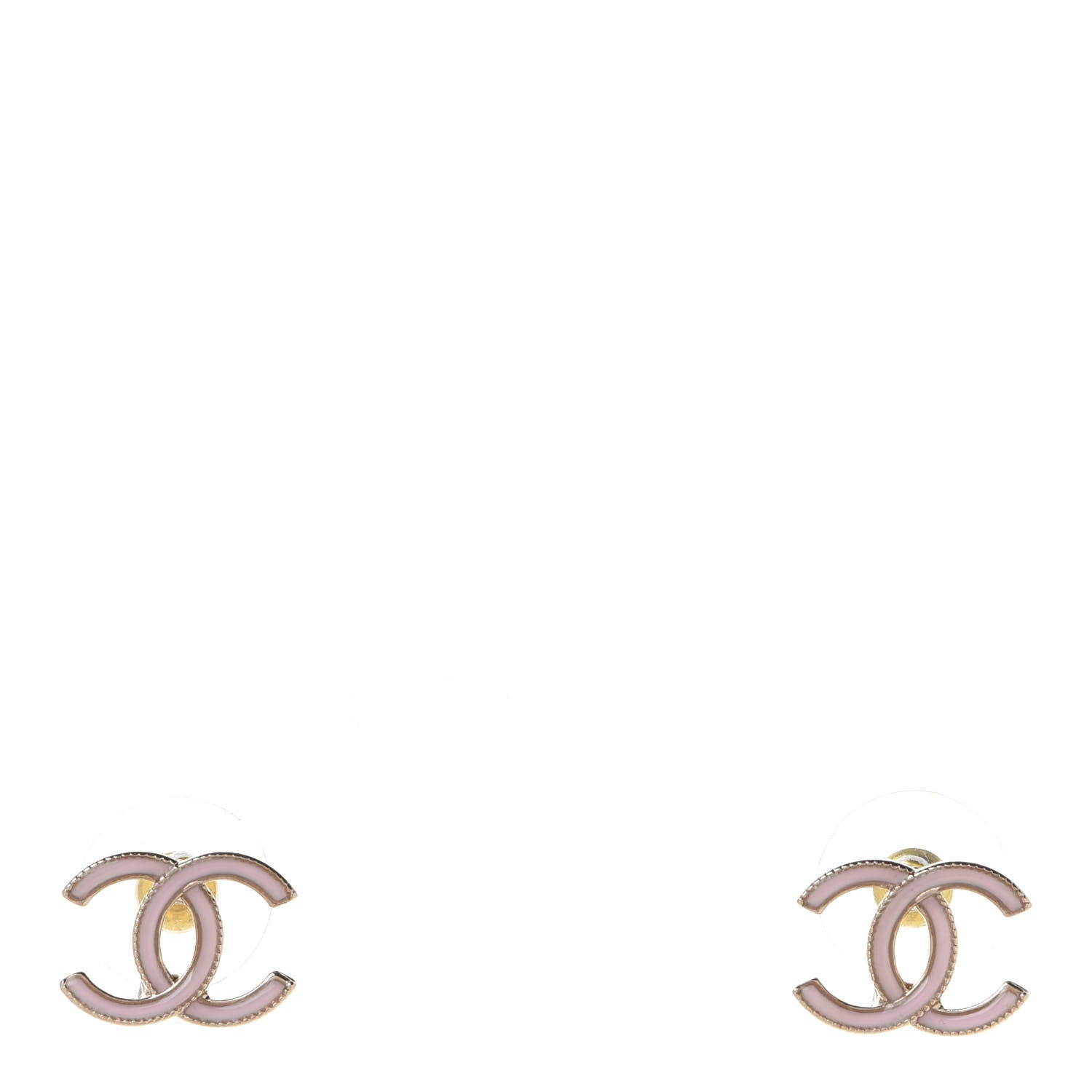 Chanel Enamel CC Earrings Pearly Pink Gold 1 of 5