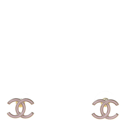 Chanel Enamel CC Earrings Pearly Pink Gold 1 of 5