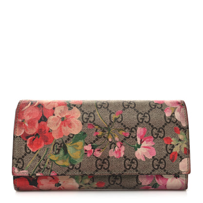 Gucci GG Supreme Monogram Blooms Continental Wallet Beige Multicolor Dry Rose 1 of 15