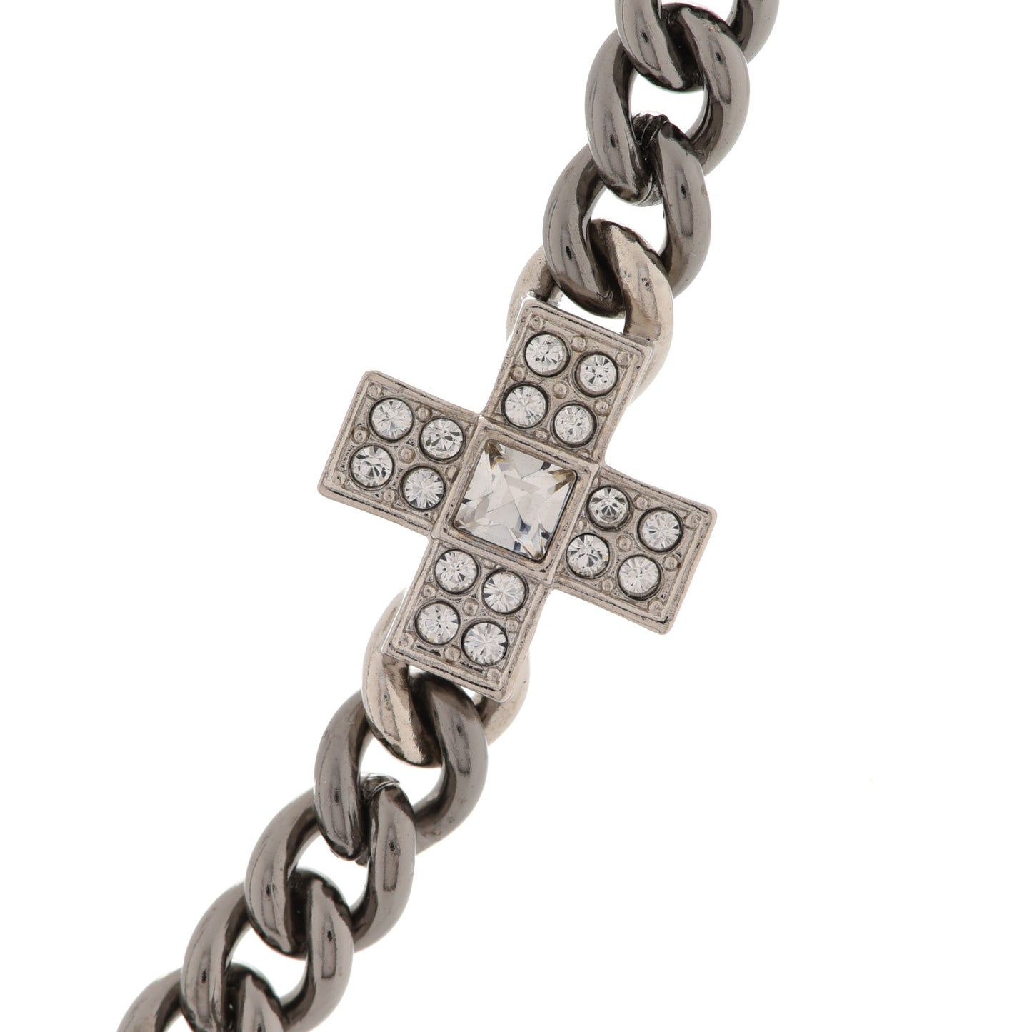 Ruthenium Crystal Chain CC Lucky Charms Choker Silver