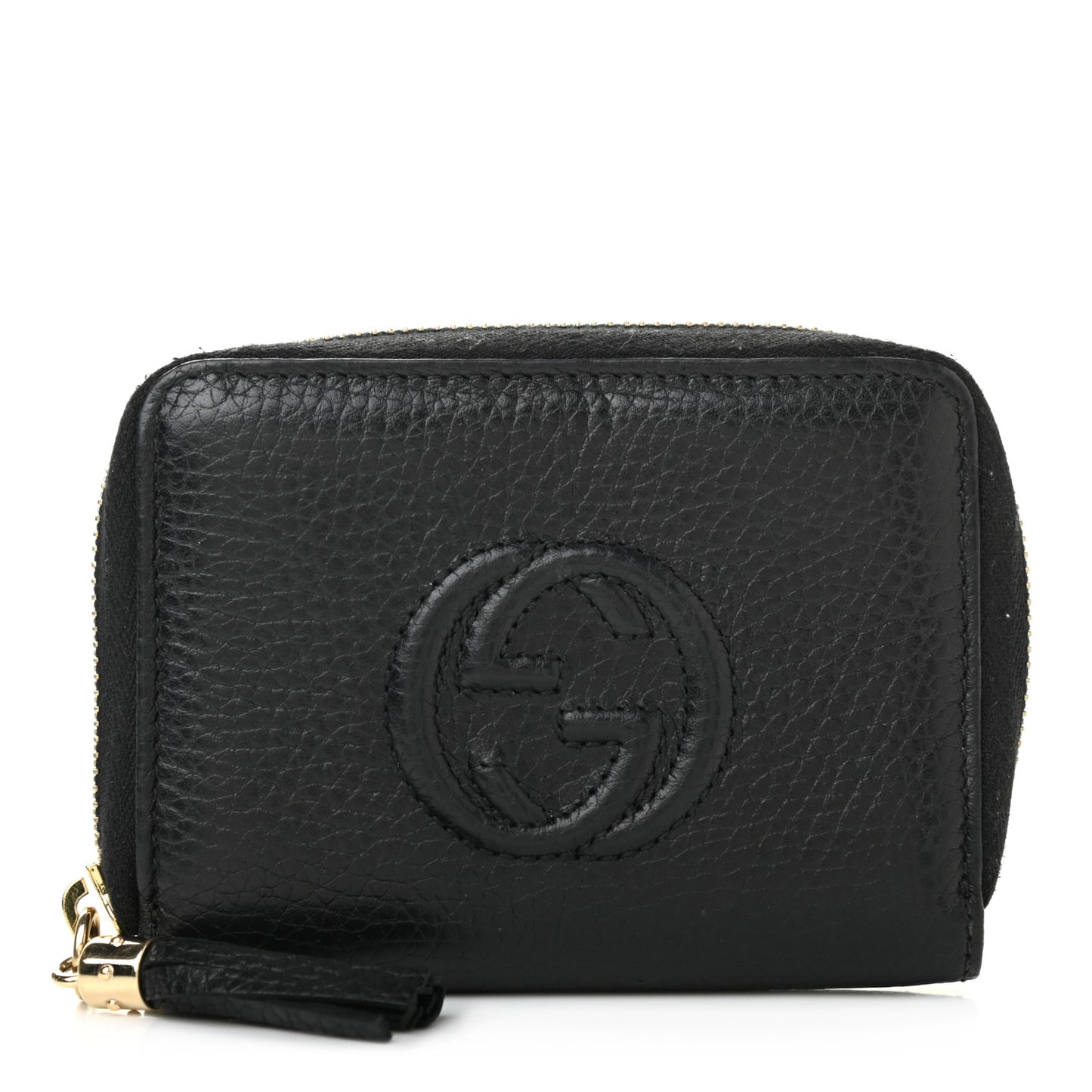 Pebbled Calfskin Small Soho Zip Around Wallet Black